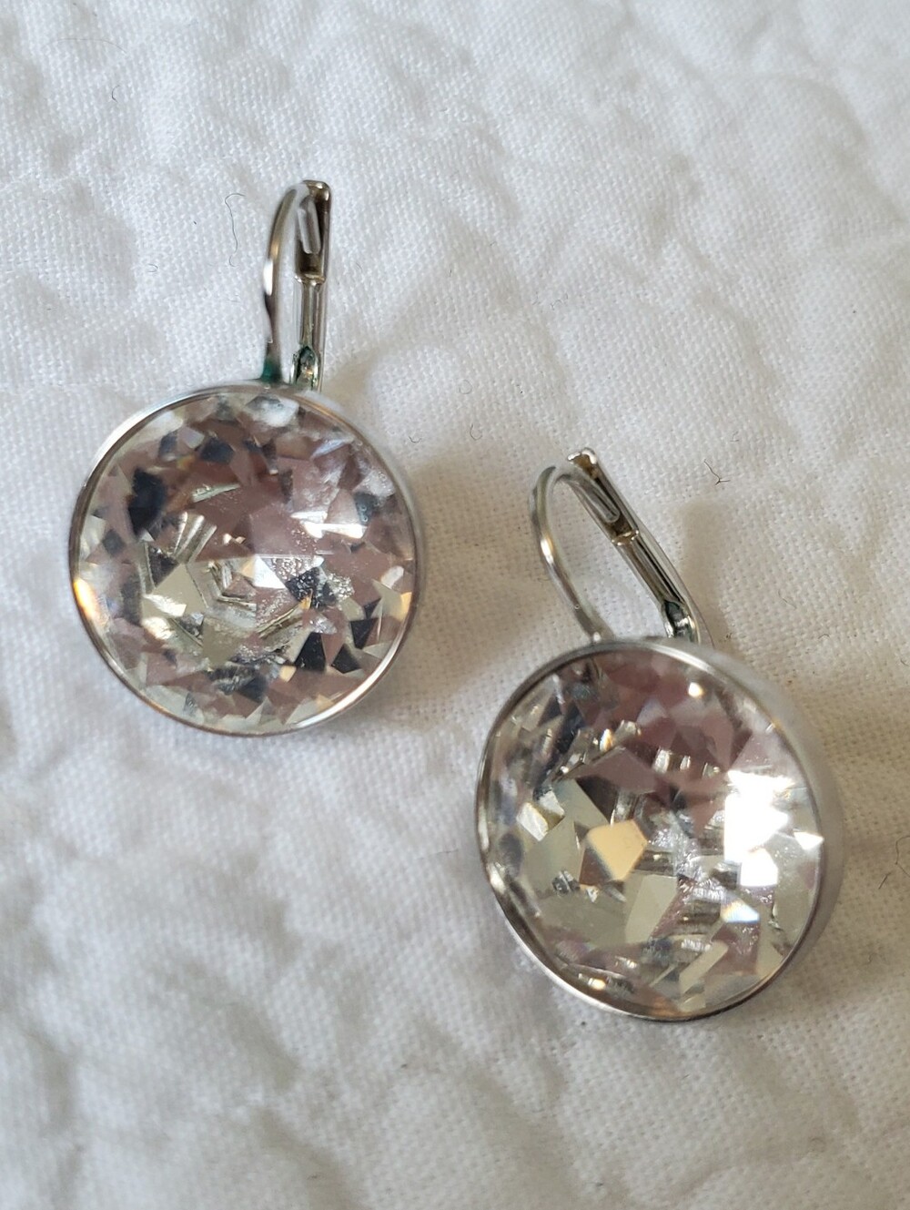 Swarovski Classic Clear Crystal Drop Earrings - Silver Tone
